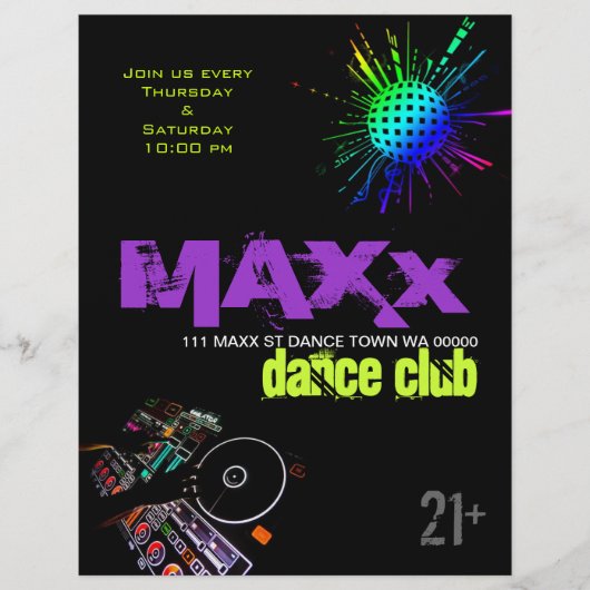 Dance Club DJ Disco Ball Flyer (Voorkant)
