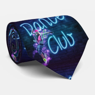 Dance Club met danser en neon teken stropdas