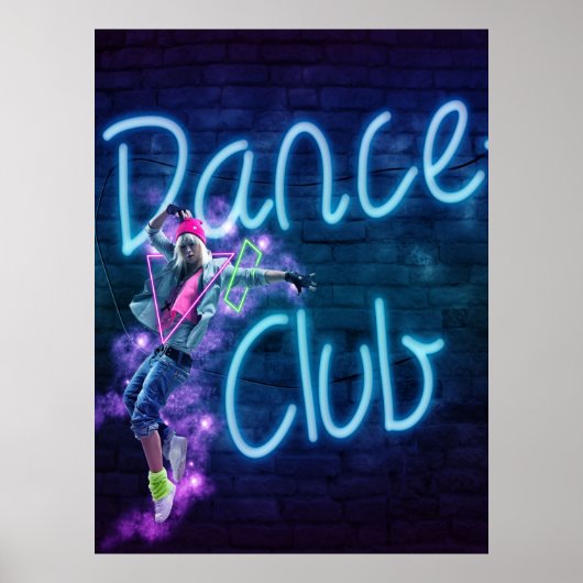 Dance Club Neon Sign Poster (Voorkant)