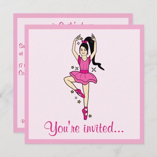 Dance Competition Invitation: Dancer met sterren Kaart (Voorkant / Achterkant)