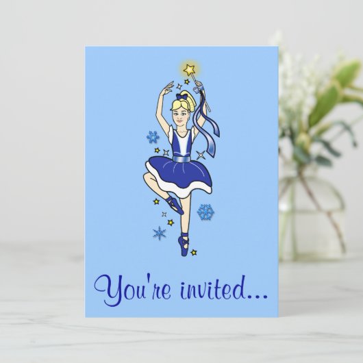 Dance Competition Invitation: Snowflake Dancer Kaart (Staand voorkant)
