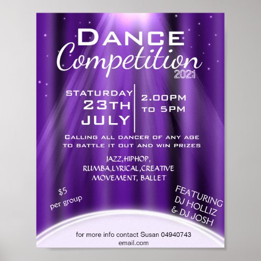 Dance competition PTA PTO Poster (Voorkant)