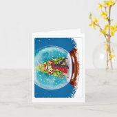 Dance Couple in Winter Snow Wereldbol with Xmas Tr Kaart (Gele Bloem)