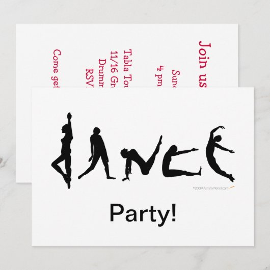 Dance Danser Silhouette Design Kaart (Voorkant / Achterkant)