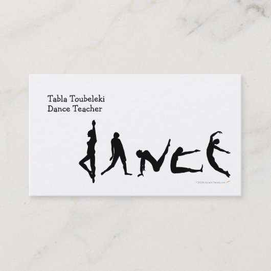 Dance Danser Silhouette Design Visitekaartje (Voorkant)
