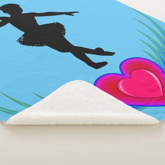 Dance deken met ballerina en roze harten, (3/4)