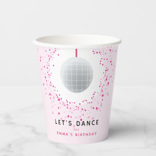 Dance Disco Ball Party Custom Roze Zwart Party Papieren Bekers