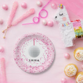 Dance Disco Ball Party Custom Roze Zwart Party Papieren Bordje (Feest)