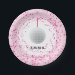 Dance Disco Ball Party Custom Roze Zwart Party Papieren Bordje<br><div class="desc">Vier je lieve met deze leuke gepersonaliseerde party borden in roze en zwart. Alle tekst kan worden aangepast. Onderdeel van een collectie van Parcel Studios.</div>