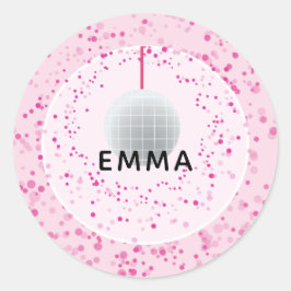 Dance Disco Ball Party Custom Roze Zwart Party Ronde Sticker