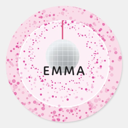 Dance Disco Ball Party Custom Roze Zwart Party Ronde Sticker (Voorkant)