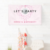 Dance Disco Ball Party Custom Roze Zwart Party Spandoek (Insitu)
