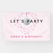 Dance Disco Ball Party Custom Roze Zwart Party Spandoek (Horizontaal)