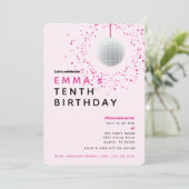 Dance Disco Ball Retro Birthday Pink Black Kaart (Staand voorkant)