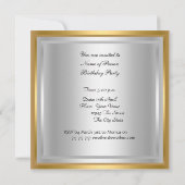 Dance Disco Birthday Party Gold Invitation Kaart (Achterkant)
