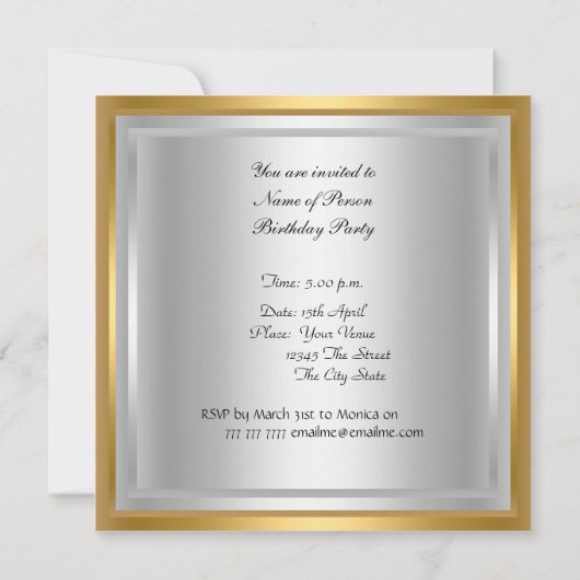 Dance Disco Birthday Party Gold Invitation Kaart (Achterkant)