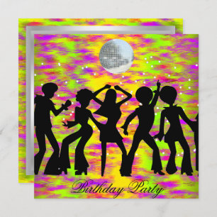 Dance Disco Birthday Party Invitation blauwgroen Kaart