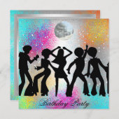 Dance Disco Birthday Party psychodelic uitnodiging (Voorkant / Achterkant)