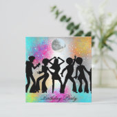 Dance Disco Birthday Party psychodelic uitnodiging (Staand voorkant)