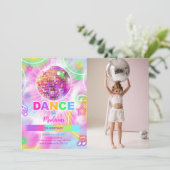 Dance Disco Party Neon Glow Foto Kaart (Staand voorkant)