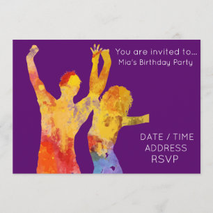 Dance disco tienjarig feestje kaart