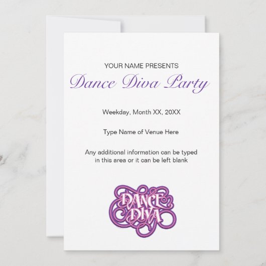 Dance Diva Uitnodiging (Achterkant)