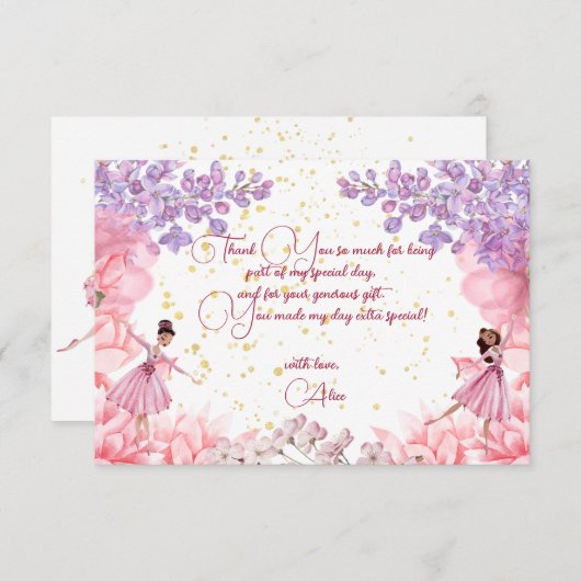 Dance en twirl ballerina bedankkaart (Voorkant / Achterkant)