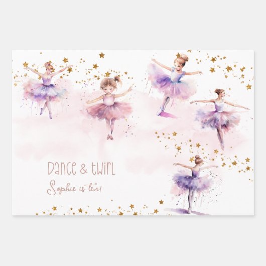 Dance en twirl ballerina inpakpapier vel (Voorkant)
