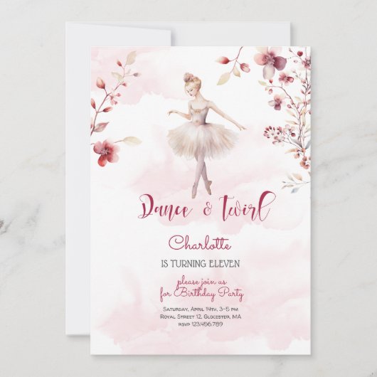 Dance en twirl ballerina kaart (Voorkant)