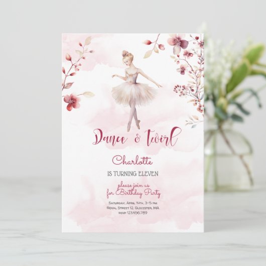 Dance en twirl ballerina kaart (Staand voorkant)