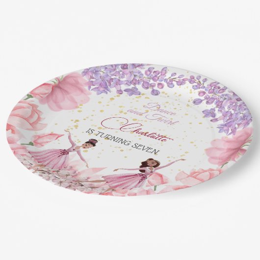 Dance en twirl ballerina papieren bordje (Gekanteld)