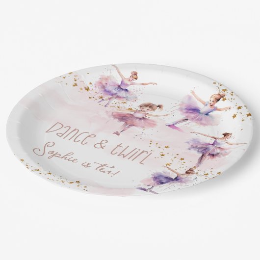 Dance en twirl ballerina papieren bordje (Gekanteld)