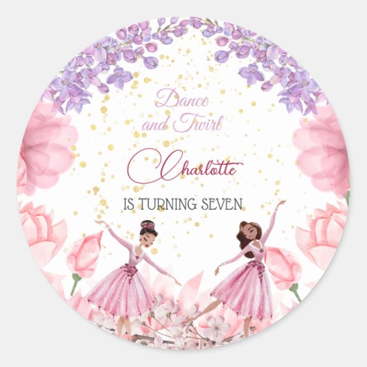 Dance en twirl ballerina ronde sticker (Voorkant)