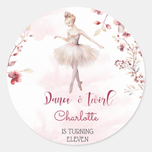 Dance en twirl ballerina ronde sticker (Voorkant)