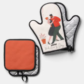 Dance Figure Valentijnsdag Ovenwant & Pannenlap Set (Voorkant / Achterkant)