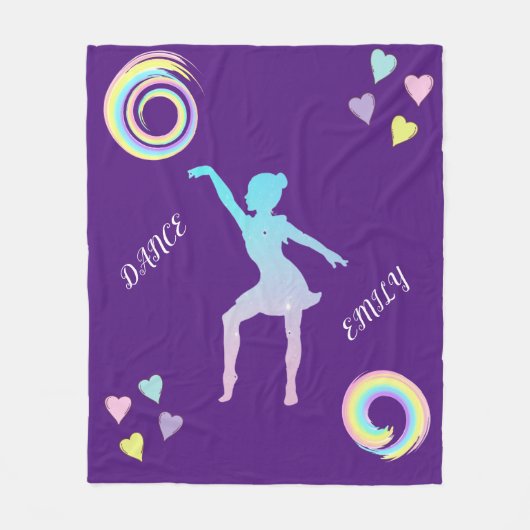 Dance fleece deken met hart en zeugen. (Voorkant)