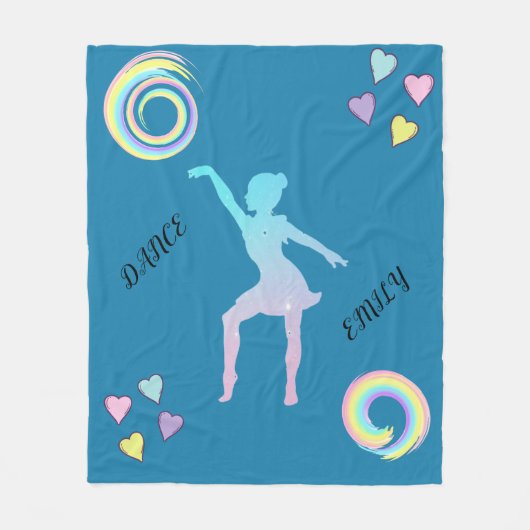 Dance fleece deken met hart en zeugen. (Voorkant)