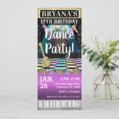 Dance Floor Disco Ball Birthday Party Photo Ticket Kaart (Staand voorkant)