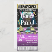 Dance Floor & Disco Ball Birthday Party Ticket Kaart (Voorkant)