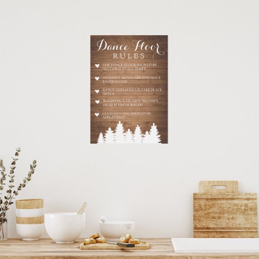 Dance Floor Rules bruiloft | Plezierteken pine Poster (Keuken)