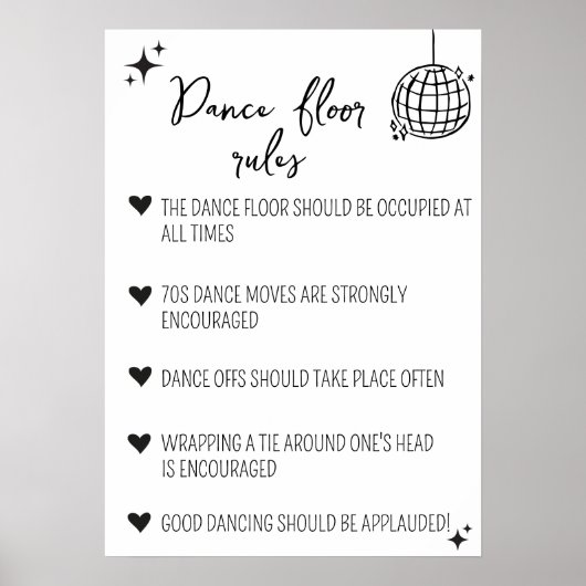Dance Floor Rules-teken | Funny bruiloft decor Poster (Voorkant)