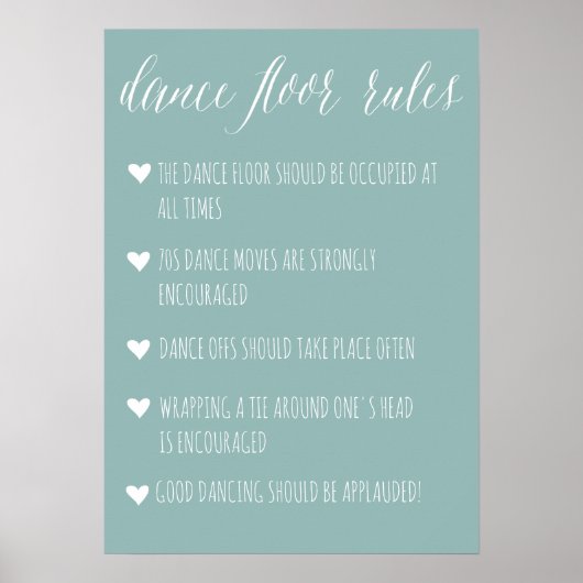 Dance Floor Rules-teken | Ontwerpen voor kleurpret Poster (Voorkant)