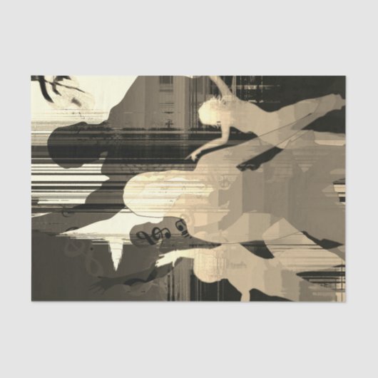 Dance Girls Sepia Modern Decoupage Paper Tissuepapier (Voorkant)