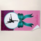 Dance Glitter and Bow Girls Beach Towel met naam Strandlaken (Voorkant)