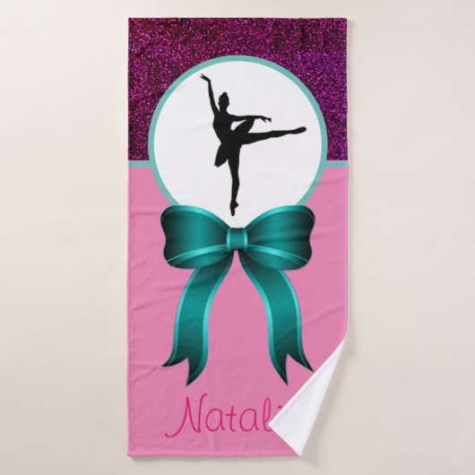 Dance Glitter en Bow Girls gepersonaliseerd Badhanddoek (Badhanddoek)