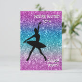 Dance Glitter Ombre Uitnodiging voor verjaardagsfe (Staand voorkant)