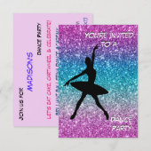 Dance Glitter Ombre Uitnodiging voor verjaardagsfe (Voorkant / Achterkant)