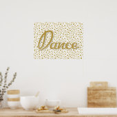 Dance Gold-Stippen - Gold White Dancing Poster (Keuken)