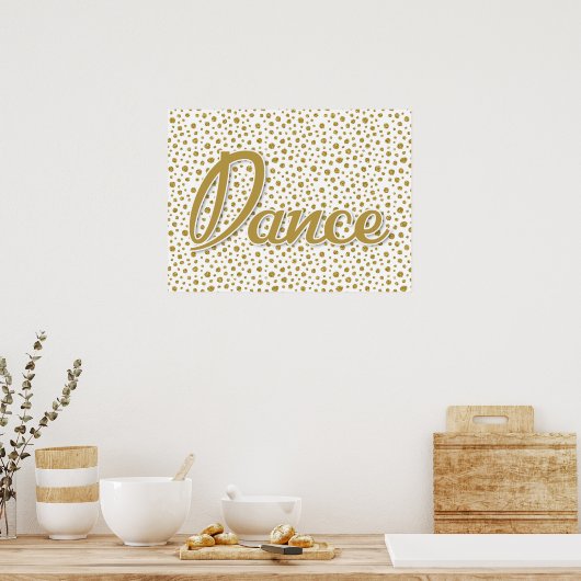 Dance Gold-Stippen - Gold White Dancing Poster (Keuken)