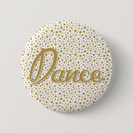 Dance Gold-Stippen - Gold White Dancing Ronde Button 5,7 Cm (Voorkant)